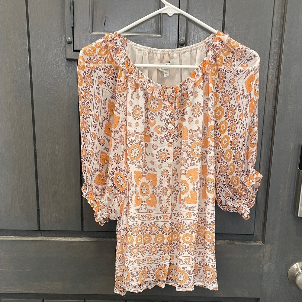 Joie Orange and Purple Patterned Blouse